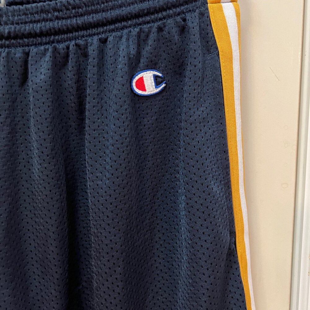 Champion Men's XXL 100% Polyester Mesh Athletic Shorts. Blue/yellow/white. - Picture 2 of 4